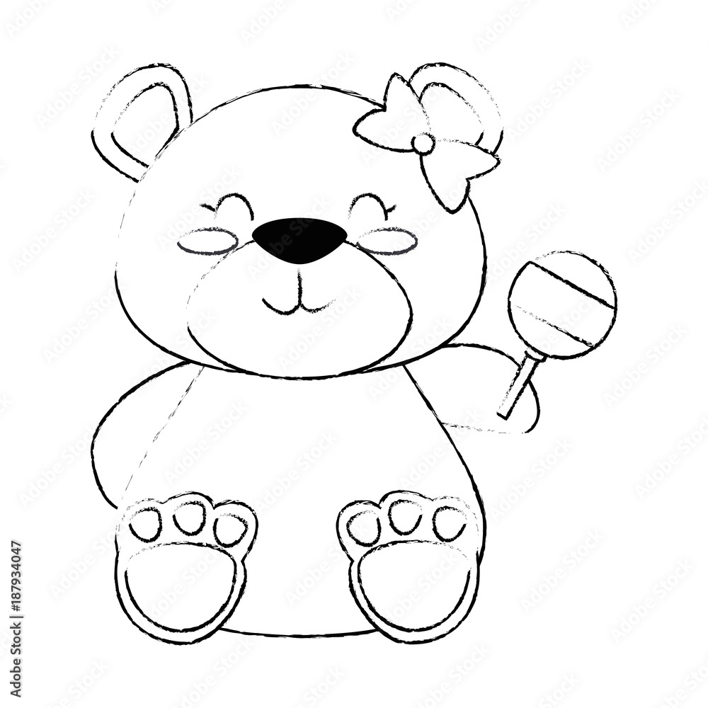 Fototapeta premium cute bear teddy with jingle bell