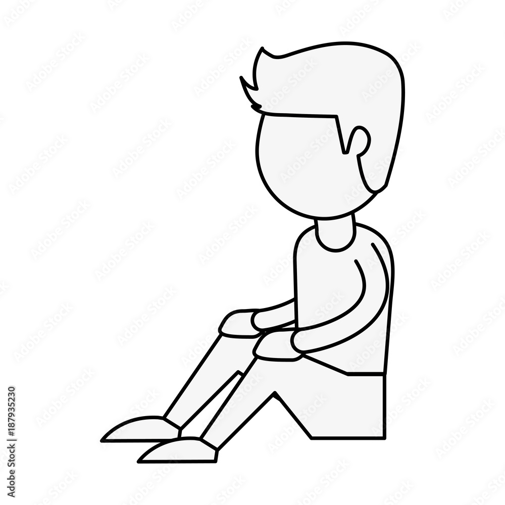 Man seated cartoon icon vector illustration graphic design
