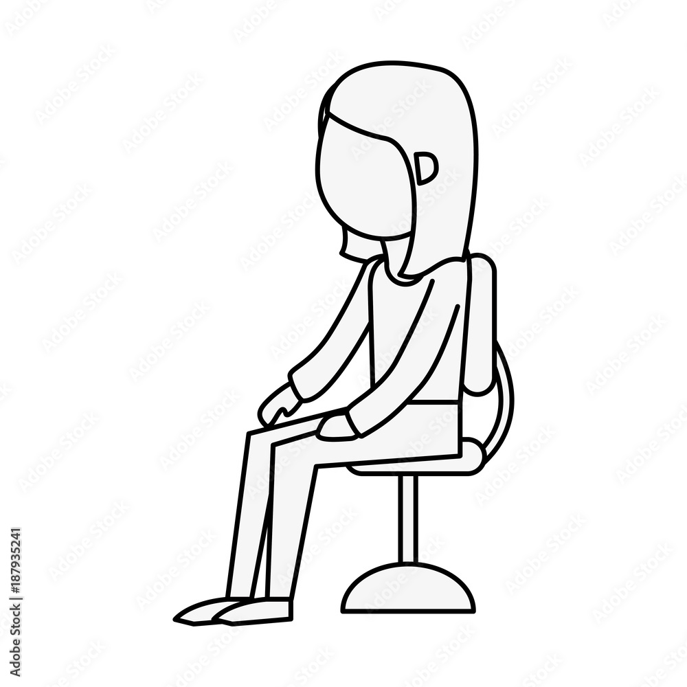 Woman seated on chair cartoon icon vector illustration graphic design