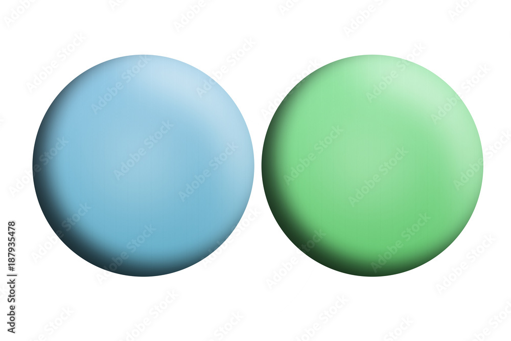 Botones de color azul y verde. Botones de color azul y verde.
