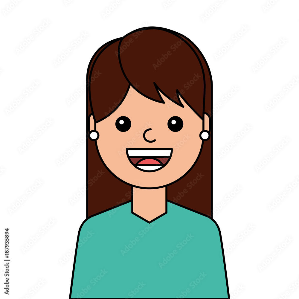 young woman happy avatar character vector illustration design young woman happy avatar character vector illustration design