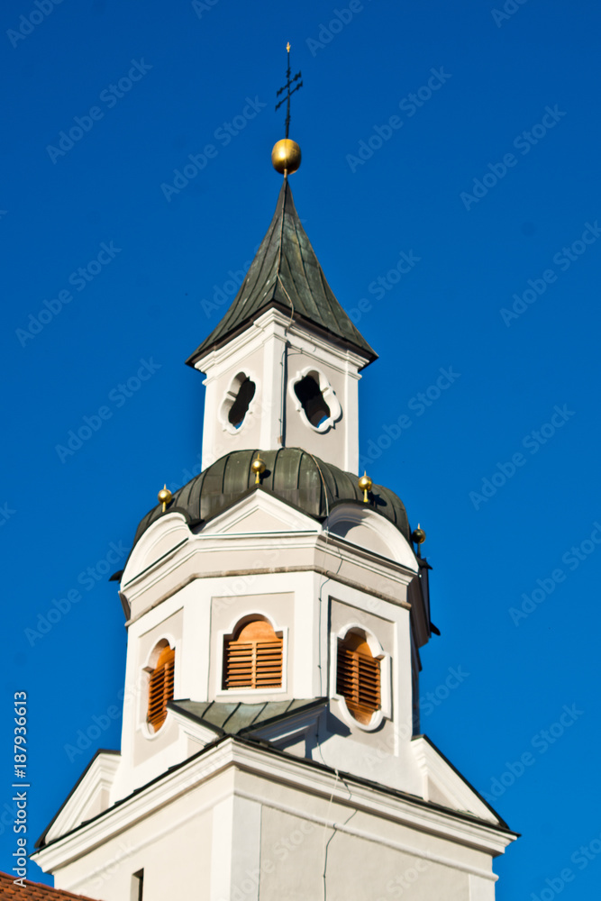 typical bell tower of the european mountains