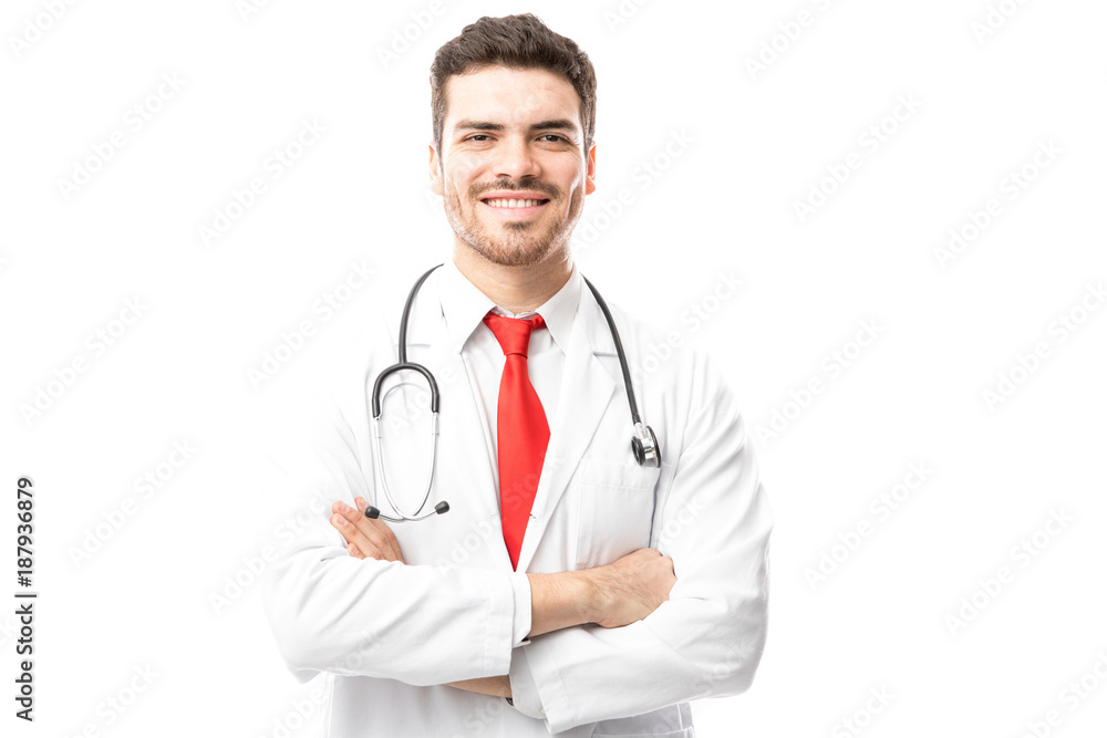 Happy doctor ready to see his patients Happy doctor ready to see his patients