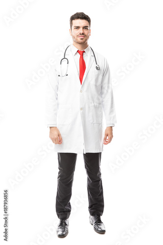 Hispanic doctor on a white background
