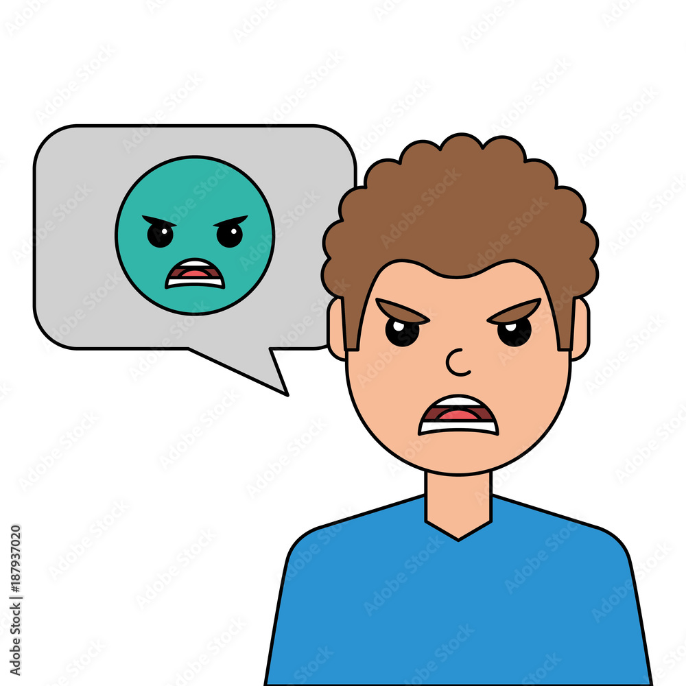 angry young man with emoticon avatar character angry young man with emoticon avatar character