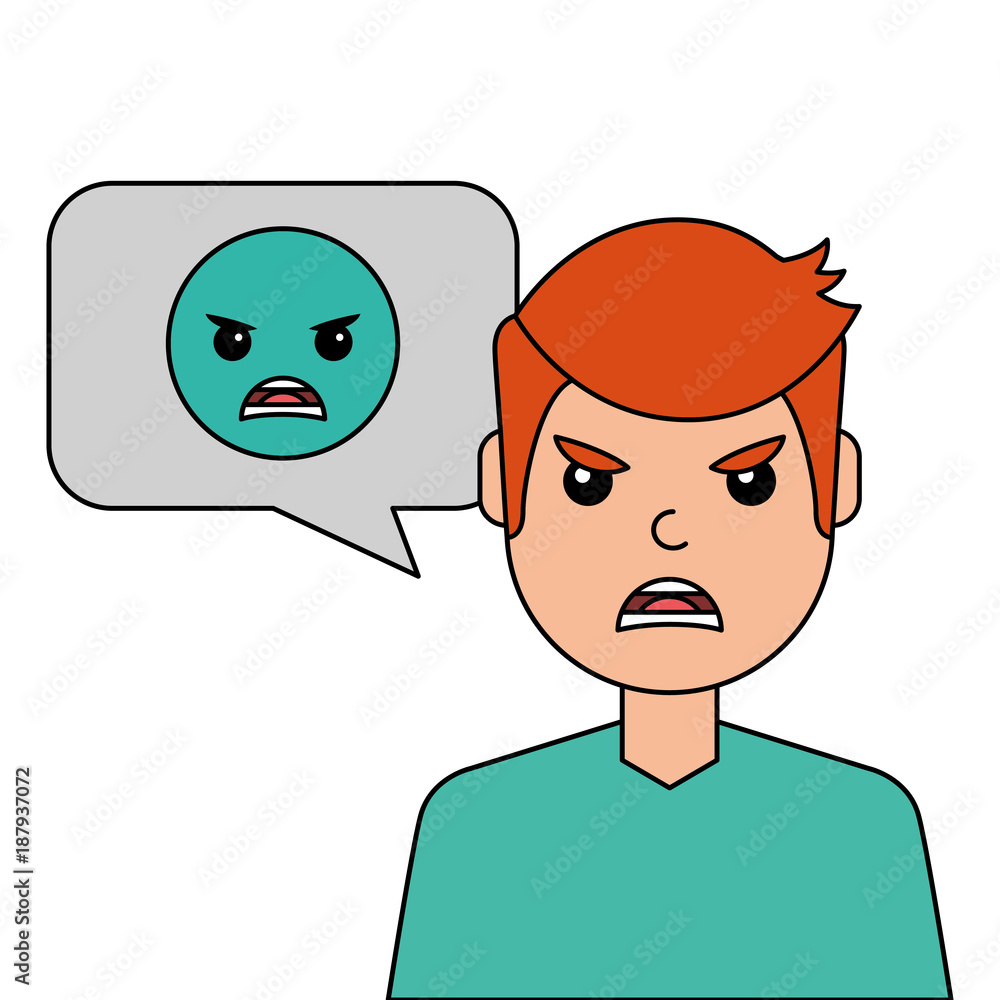 angry young man with emoticon avatar character angry young man with emoticon avatar character