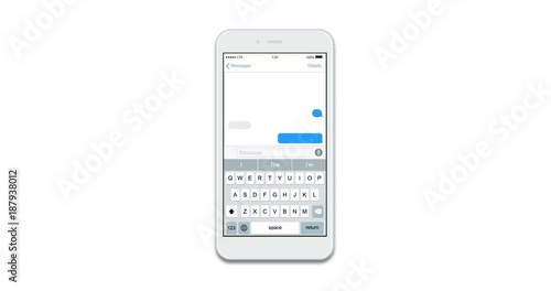 realistic smartphones with text message isolated on white background