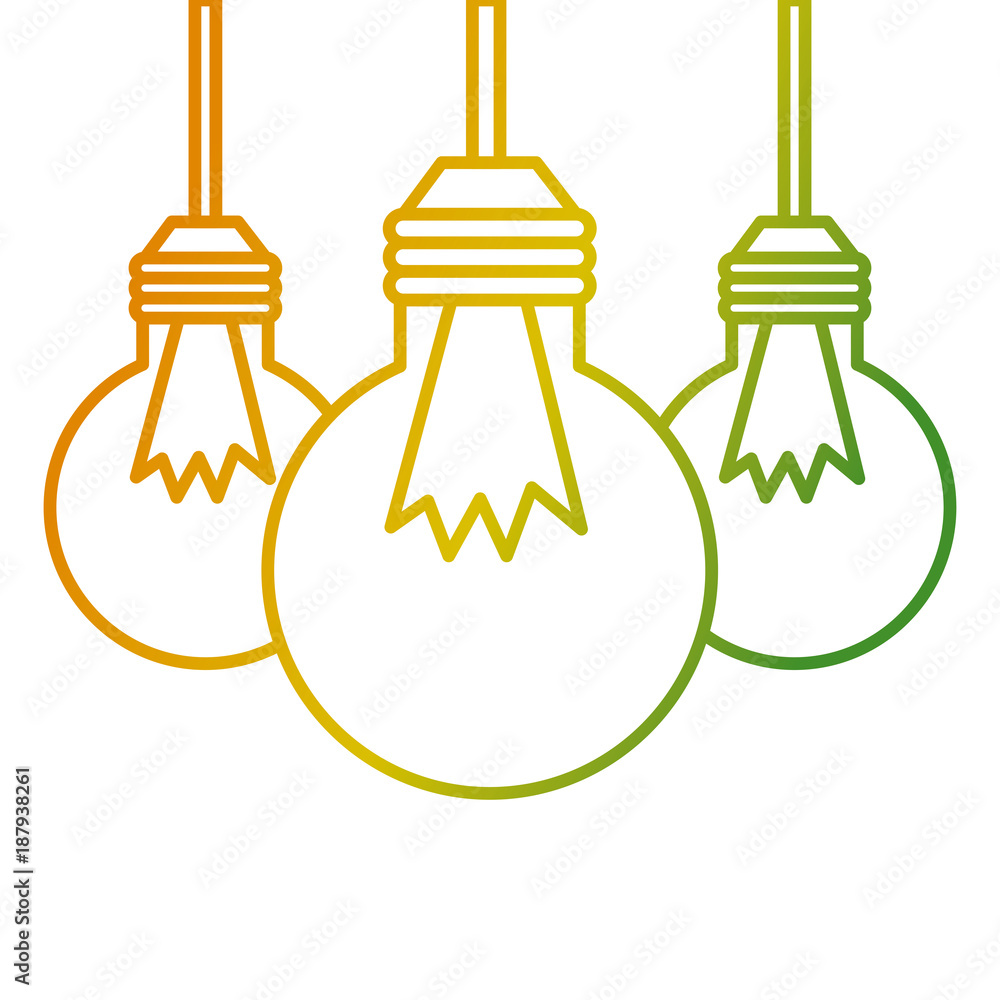 three bulb light hanging energy icons vector illustration three bulb light hanging energy icons vector illustration