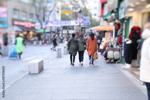blurred street shop in korea