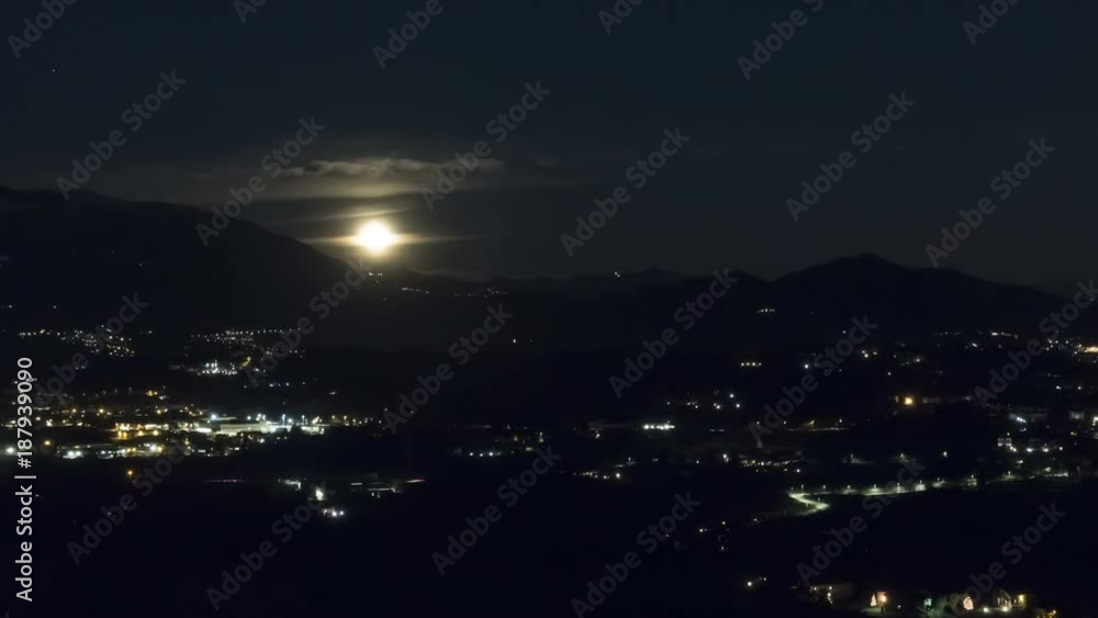 Night Timelapse of a Full Moon (or Supermoon) Rising from behind a Hill Night Timelapse of a Full Moon (or Supermoon) Rising from behind a Hill