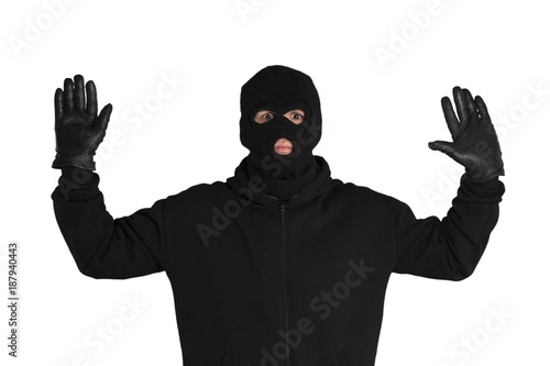Portrait of a Scared Thief with Raised Arms Fototapet
