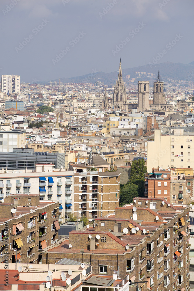 Naklejka premium Barcelona, Spain - October 14, 2017. Overview of the city