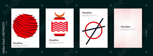 Japanese Food restaurant menu abstract poster template. Chopsticks and samurai. Branding. Vector design.