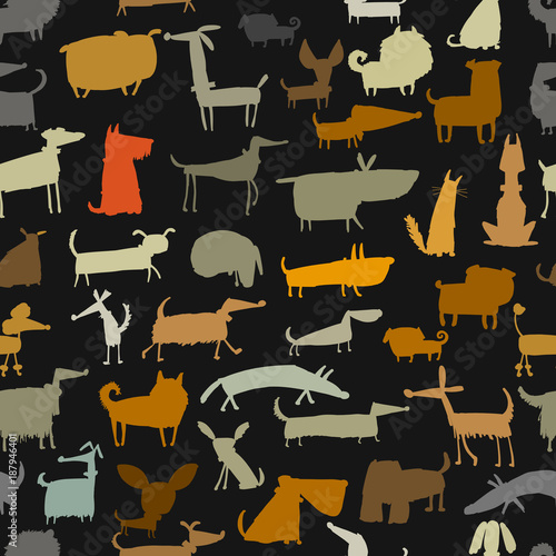 Cute dogs collection, seamless pattern for your design