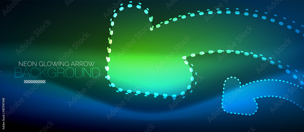 Neon techno arrow, digital abstract background Neon techno arrow, digital abstract background