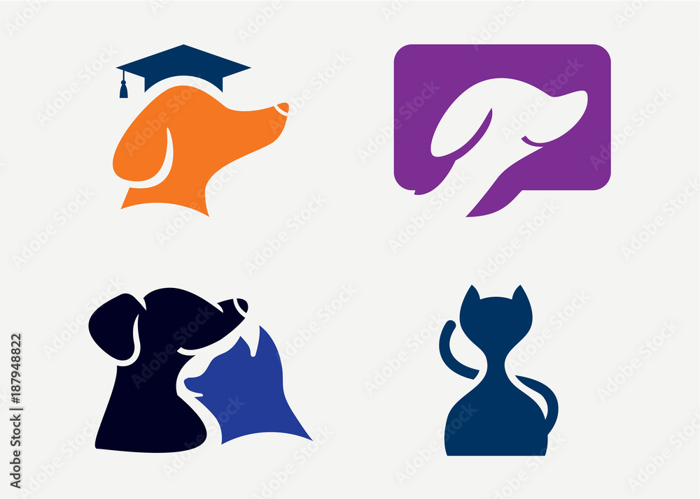 Pets Logo Set Template Design Vector, Emblem, Design Concept, Creative Symbol, Icon