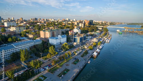 Embankment of Rostov-on-Don and Voroshilov bridge. Russia