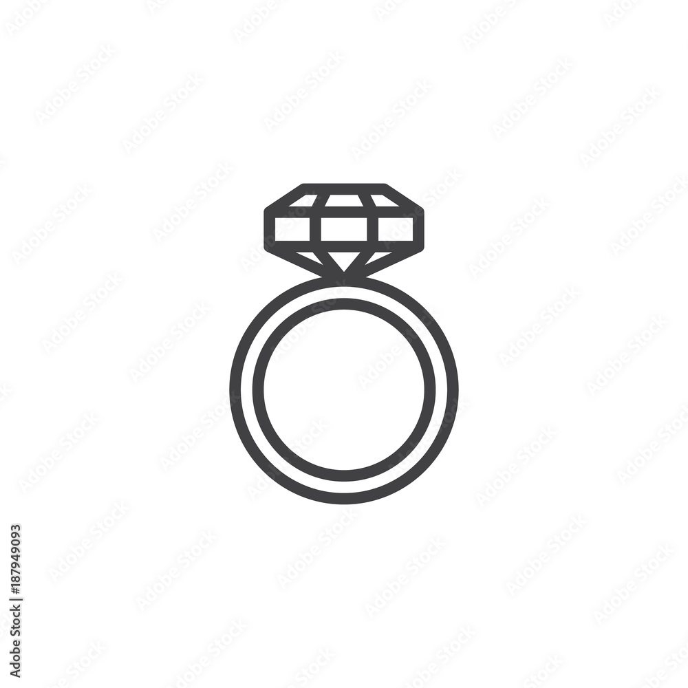Engagement ring with diamond line icon, outline vector sign, linear style pictogram isolated on white. Jewelry symbol, logo illustration. Editable stroke Engagement ring with diamond line icon, outline vector sign, linear style pictogram isolated on white. Jewelry symbol, logo illustration. Editable stroke