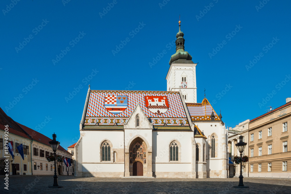 Obraz premium Zagreb, Croatia, Crkva sv.Marka,Church of St.Mark , 聖マルコ教会、クロアチア、ザグレブ、
