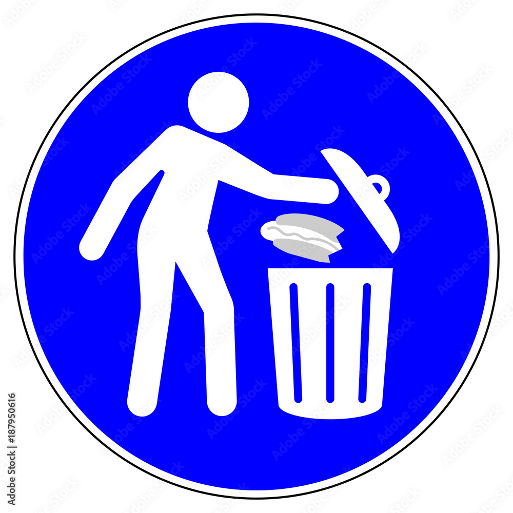 shas536 SignHealthAndSafety shas German / Gebotszeichen Bitte benutzen Sie Abfalleimer für