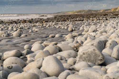 The stones of Monknash Beach, Vale of Glamorgan, Wales, UK photo