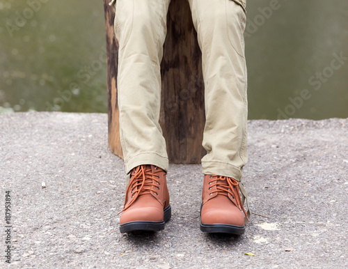 Man wearing cargo panties, outdoor