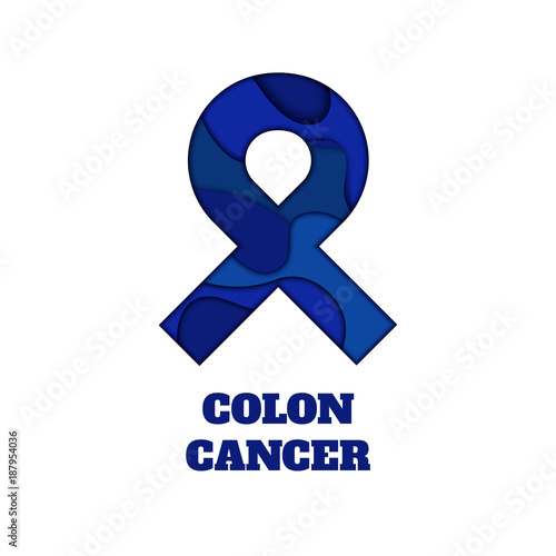 Colon cancer awareness poster. Blue ribbon made in 3D paper cut and craft style on white background. Medical concept. Vector illustration. Free Download Colon cancer awareness poster. Blue ribbon made in 3D paper cut and craft style on white background. Medical concept. Vector illustration. - GFXLoad