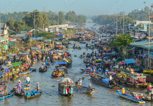 Floating market in Mekong Delta, Vietnam