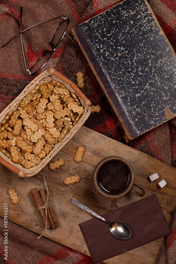 flat lay with coffee