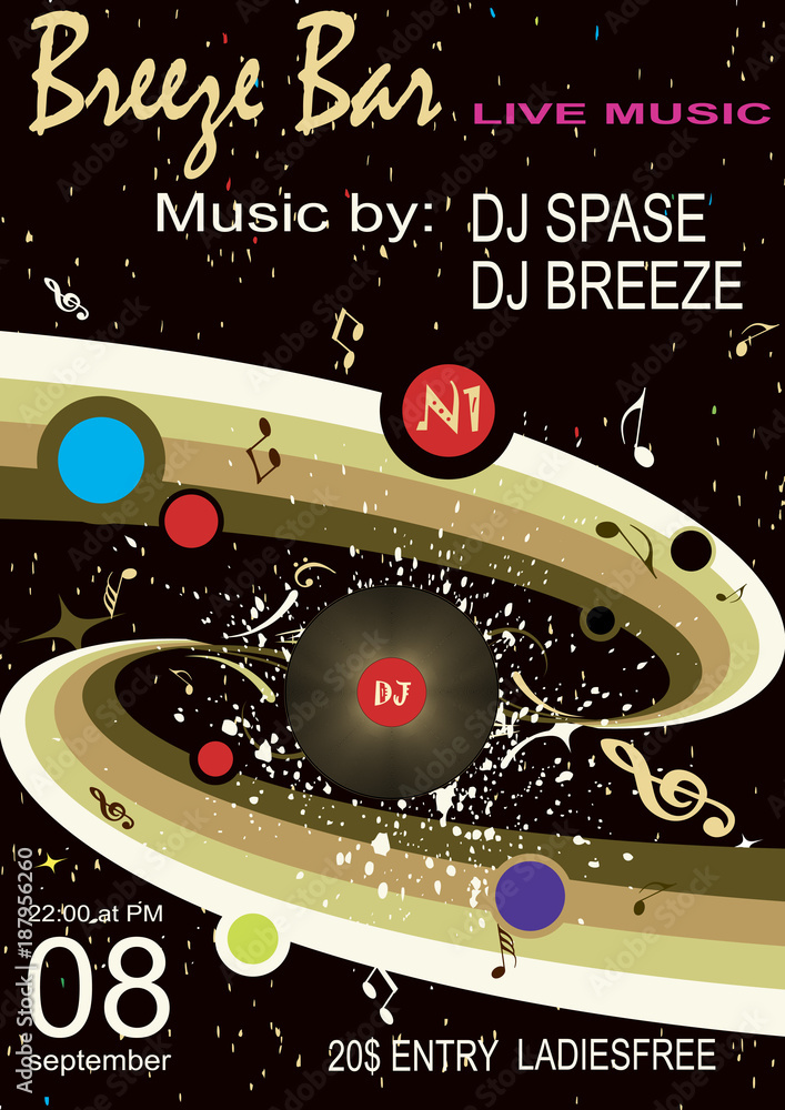 DJ night.Abstract party poster