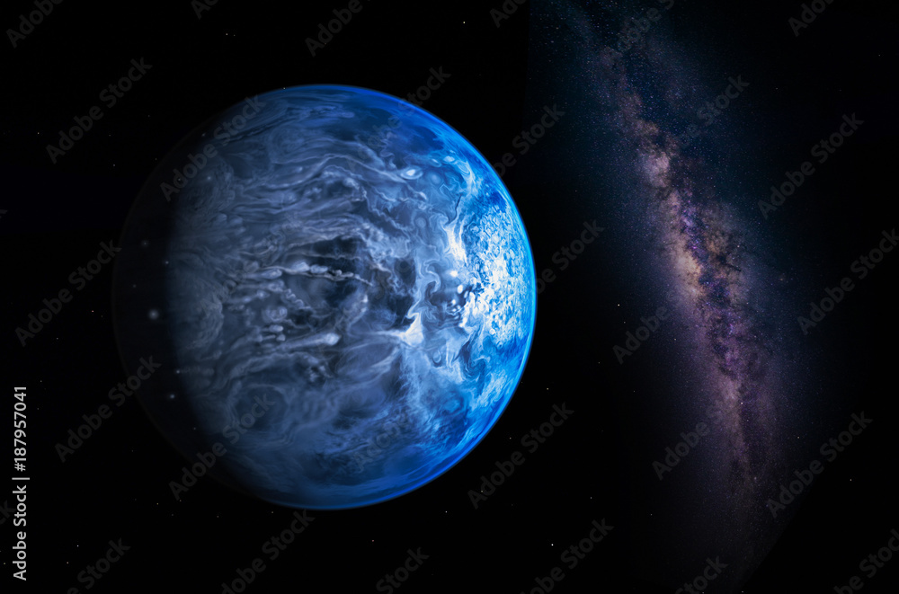 Fototapeta premium Landscape with Milky way galaxy. Earth view from space with Milky way galaxy. (Elements of this image furnished by NASA)