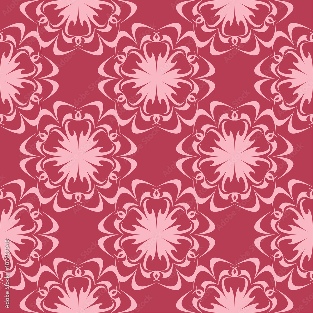 Fototapeta premium Floral seamless design on red background