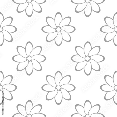 Gray floral seamless pattern on white background