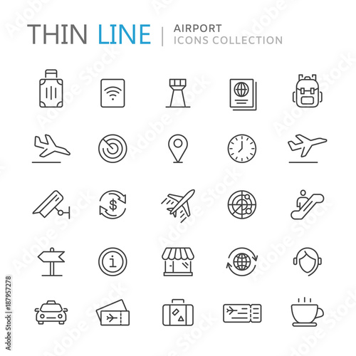 Collection of airport thin line icons © Skellen