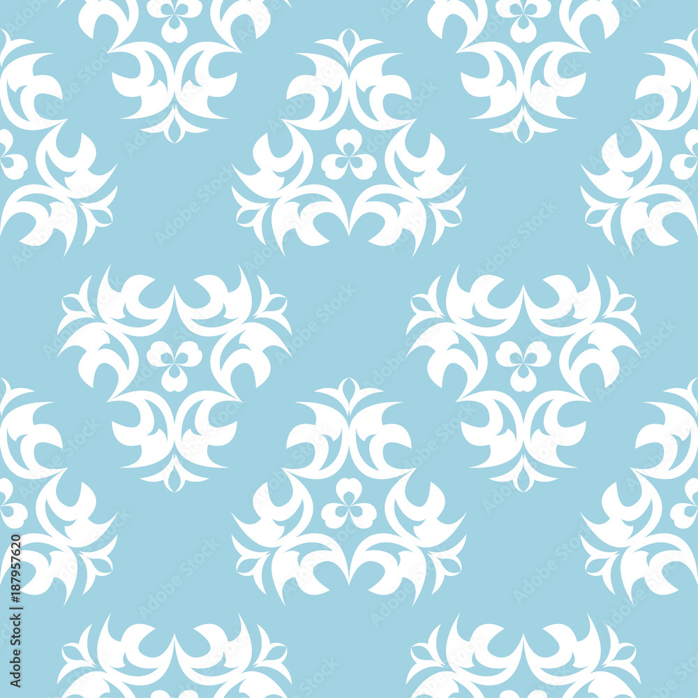 Fototapeta premium White floral seamless pattern on navy blue background
