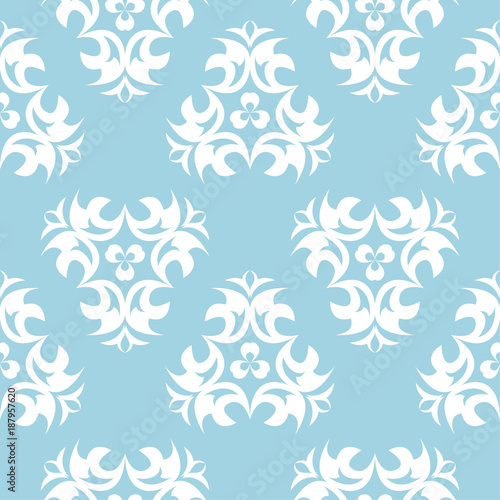 White floral seamless pattern on navy blue background