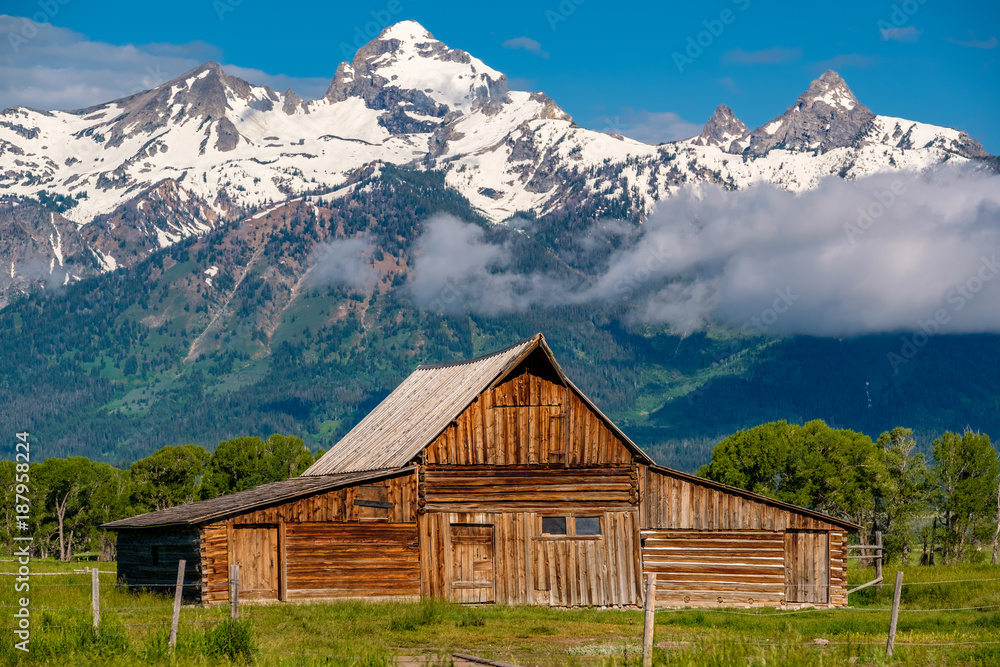 Old barn in Grand Teton Mountains Old barn in Grand Teton Mountains