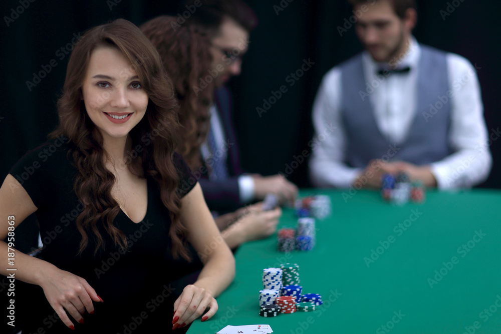modern business woman sitting at craps table in a casino. modern business woman sitting at craps table in a casino.