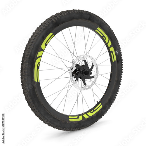 bike front wheel against white. 3D illustration