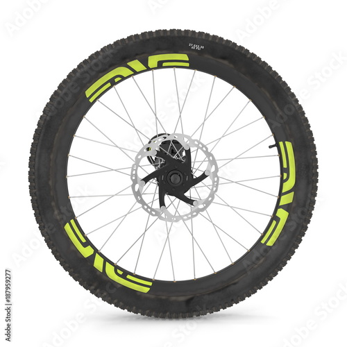 bike rear wheel against white. 3D illustration