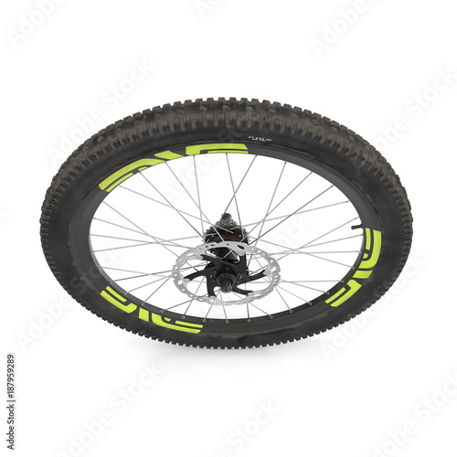 bike rear wheel against white. 3D illustration