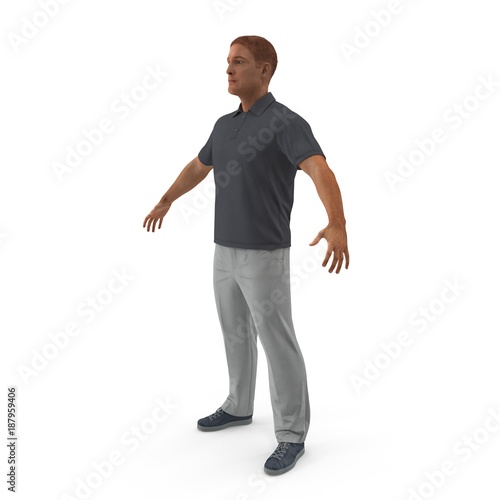 Handsome man summertime on white. 3D illustration © 2dmolier