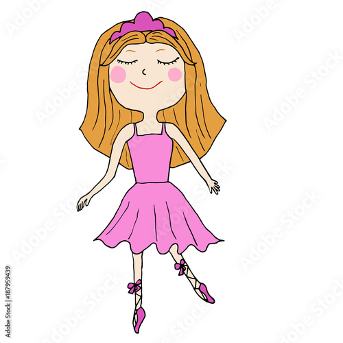 Vector colored ballet girl in cute dress and shoes.