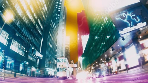 Time Lapse.The Evening Streets of Hong Kong. 