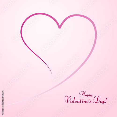 Drawing of the heart Pink line in the shape of heart Text of Happy Valentine's Day Symbol of love and marriage Template for greeting card banner poster Valentine's Day Decorative design element Vector