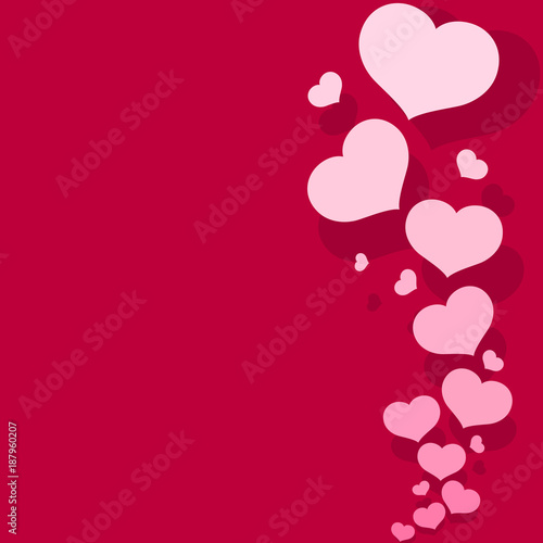 Blank template card with pink hearts on a romantic pink background Pattern from decorative hearts for the design of greeting cards banners posters for Valentine's Day and wedding invitations Vector