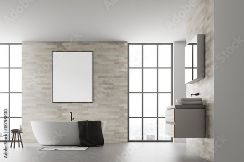 Fototapeta Naklejka Na Ścianę i Meble -  Modern bathroom interior poster white