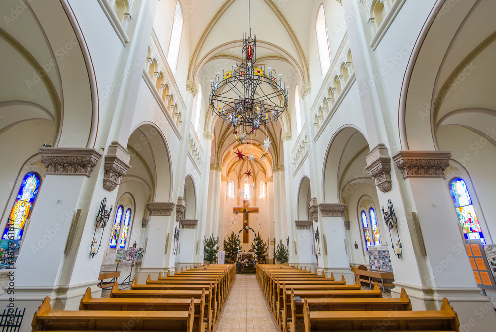 Interior of the Catholic Cathedral at Christmas