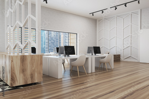 Modern white and wooden office corner