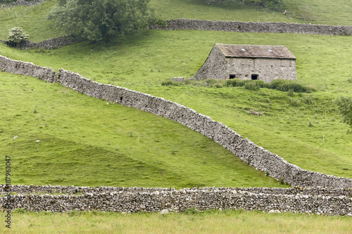 Yorkshire Dales barn and walls photo